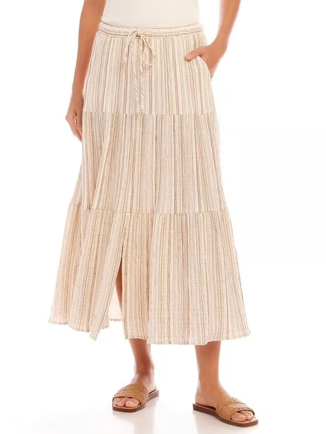 Karen Kane Inc Earrings Karen Kane Stripe Tiered Midi Skirt