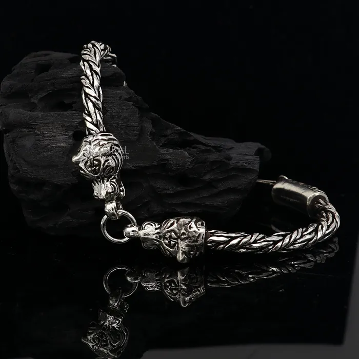 Bracelets 925 sterling silver Unique handmade chain solid bracelet with gorgeous lion face design antique stylish modern gifting jewelry sbr702 TRIBAL ORNAMENTS