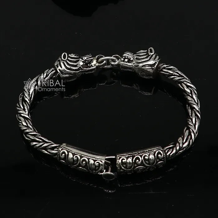 Bracelets 925 sterling silver Unique handmade chain solid bracelet with gorgeous lion face design antique stylish modern gifting jewelry sbr702 TRIBAL ORNAMENTS
