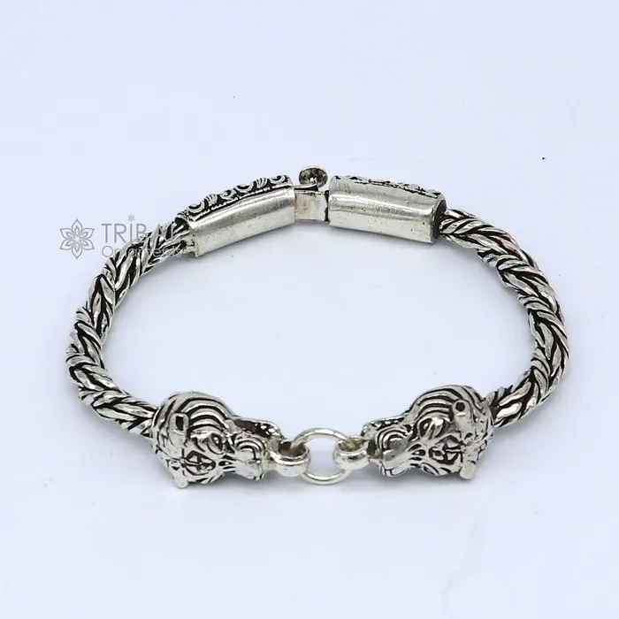 Bracelets 925 sterling silver Unique handmade chain solid bracelet with gorgeous lion face design antique stylish modern gifting jewelry sbr702 TRIBAL ORNAMENTS