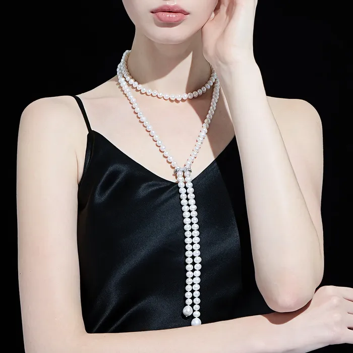 Pearly Lustre Necklaces 125Meter Elegant Freshwater Pearl Necklace WN00611