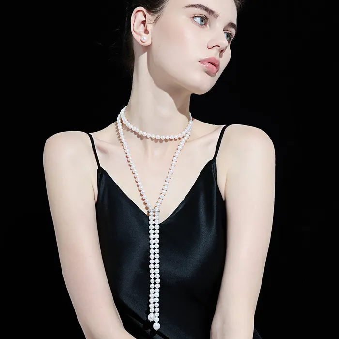 Pearly Lustre Necklaces 125Meter Elegant Freshwater Pearl Necklace WN00611