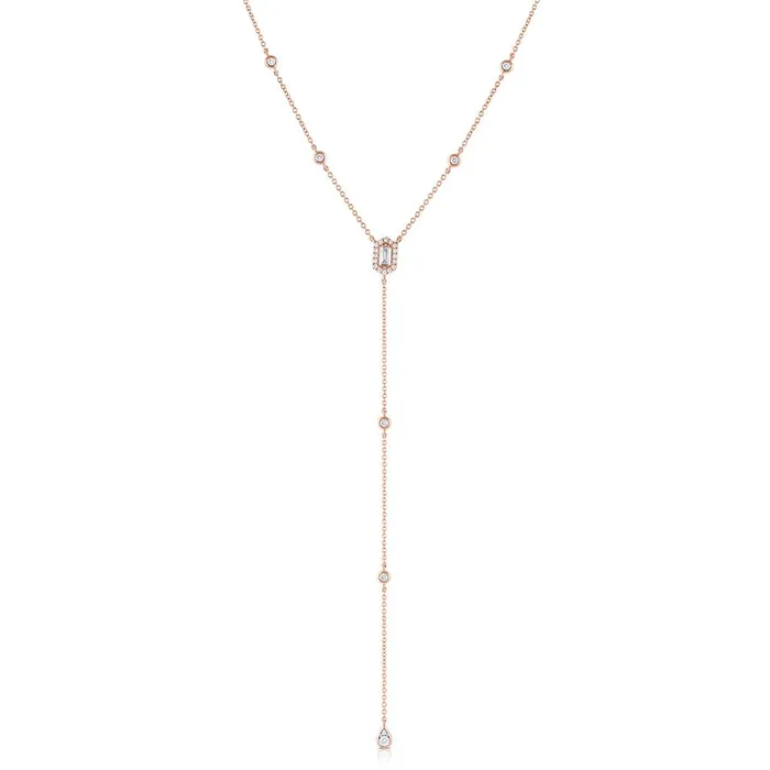 CJ Charles Jewelers 18k Rose Gold 036ctw Diamond Hexagon Drop Pendant Necklace Necklaces
