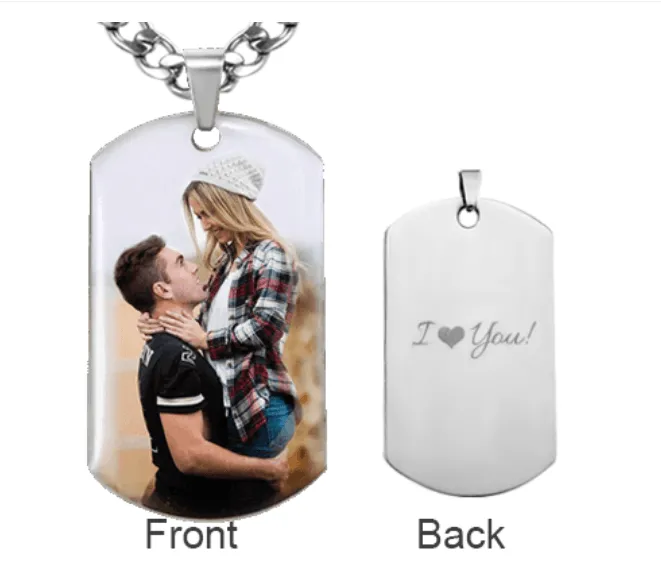 Necklaces Belbren Personalized Stainless Steel Photo Dog Tag Necklace