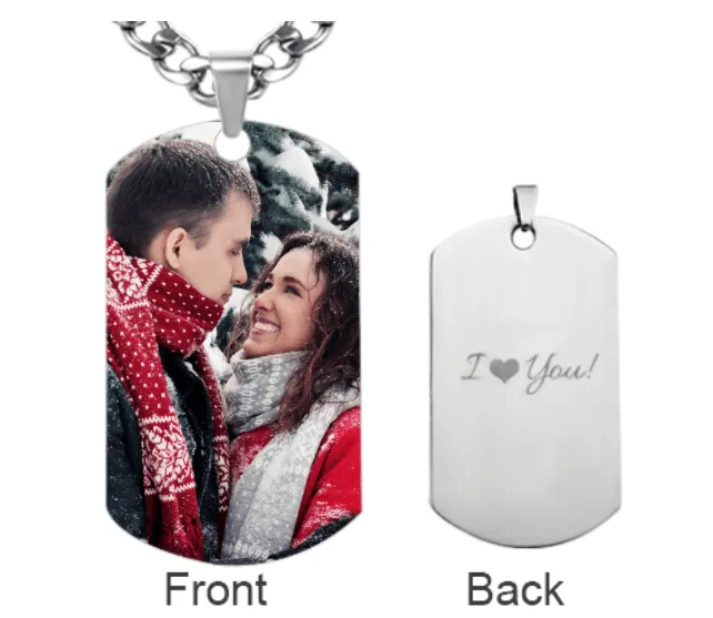 Necklaces Belbren Personalized Stainless Steel Photo Dog Tag Necklace