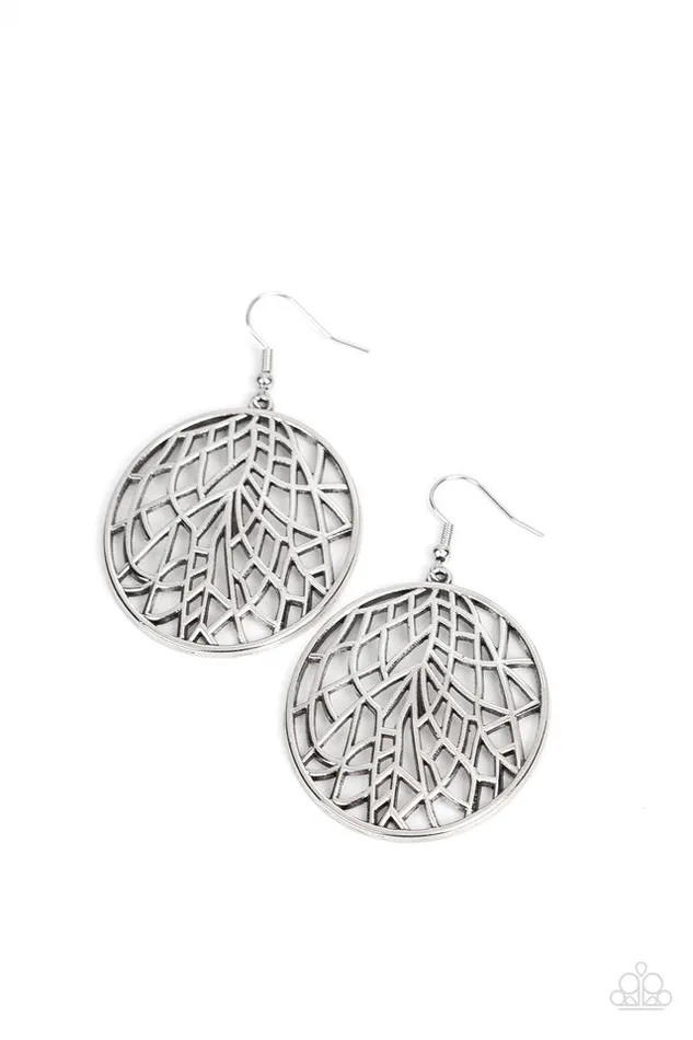 Paparazzi Jewelry Paparazzi Earring Fractured Foliage Silver Earrings Paparazzi Jewelry Paparazzi Earring Fractured Foliage Silver Earrings