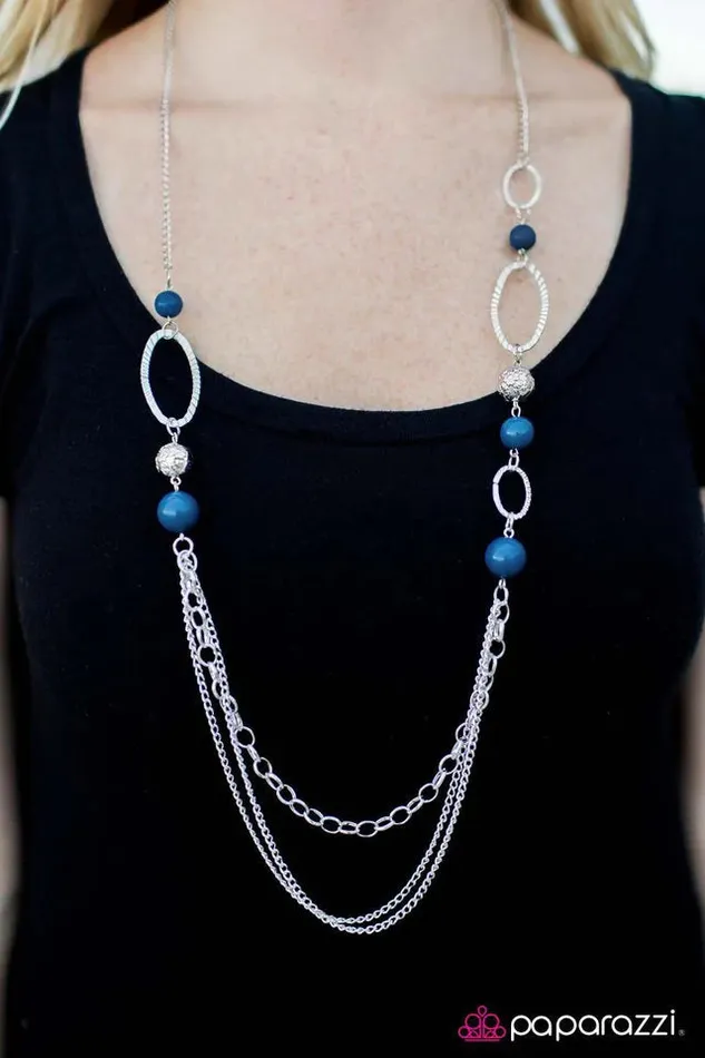 Paparazzi Jewelry Paparazzi Necklace Somewhere Along The Line Blue Necklaces