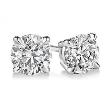 Earrings GB Round Natural Earth Mined Diamond Stud Earrings 170 Carats White Gold Earrings GB Round Natural Earth Mined Diamond Stud Earrings 170 Carats White Gold