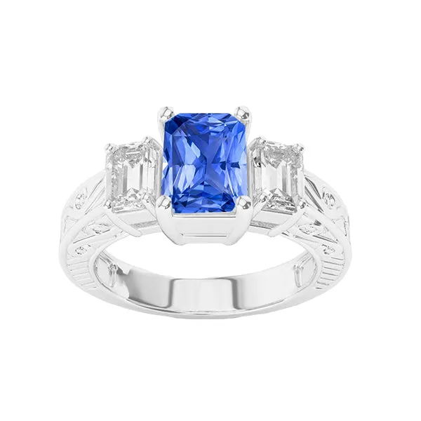 Emerald Natural Earth Mined Diamond Vintage Style Ring 2 Carat Blue Sapphire Radiant Shape HarryChadEntcom Rings Emerald Natural Earth Mined Diamond Vintage Style Ring 2 Carat Blue Sapphire Radiant Shape HarryChadEntcom Rings