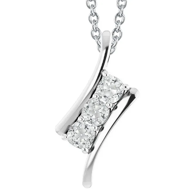 HarryChadEntcom Necklaces White Gold Genuine Natural Earth Mined Diamond Pendant 3 Stone Cushion Old Miner 450 Carats HarryChadEntcom Necklaces White Gold Genuine Natural Earth Mined Diamond Pendant 3 Stone Cushion Old Miner 450 Carats