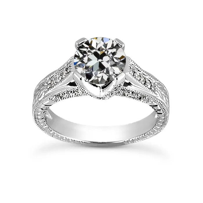 HarryChadEntcom Rings 2 Carats Antique Style Engagement Ring Round Old Miner Real Natural Earth Mined Diamond HarryChadEntcom Rings 2 Carats Antique Style Engagement Ring Round Old Miner Real Natural Earth Mined Diamond