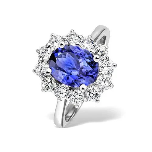 Rings GB 435 Ct Tanzanite With Natural Earth Mined Diamonds Ring New White Gold 14K Rings GB 435 Ct Tanzanite With Natural Earth Mined Diamonds Ring New White Gold 14K