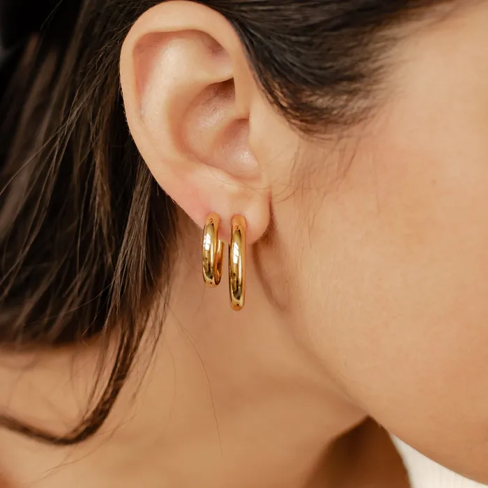 Round Hoop Earring Set Stainless Steel Hey Happiness Earrings