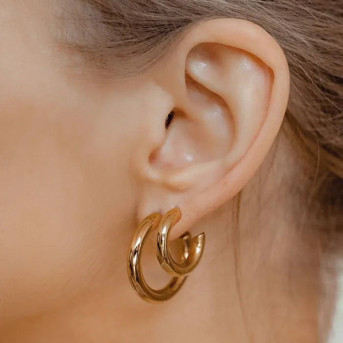 Round Hoop Earring Set Stainless Steel Hey Happiness Earrings