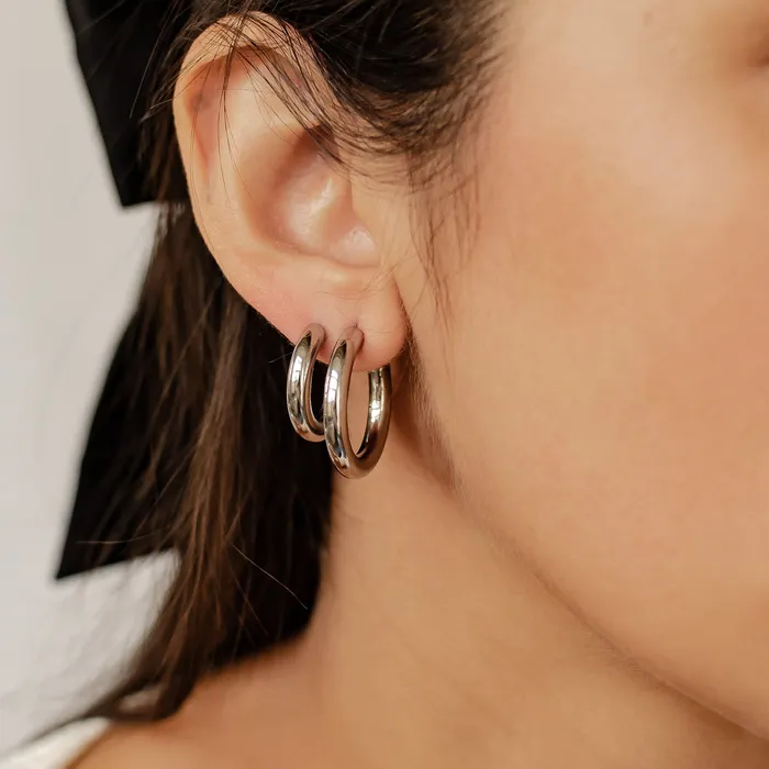 Round Hoop Earring Set Stainless Steel Hey Happiness Earrings