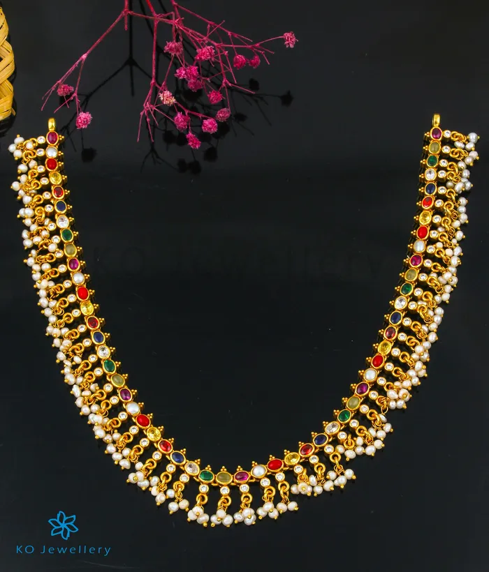 Silversmith Necklaces The Prerna Silver Navratna Necklace Short