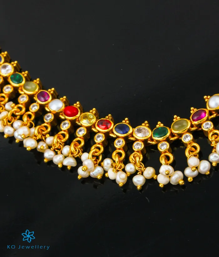 Silversmith Necklaces The Prerna Silver Navratna Necklace Short