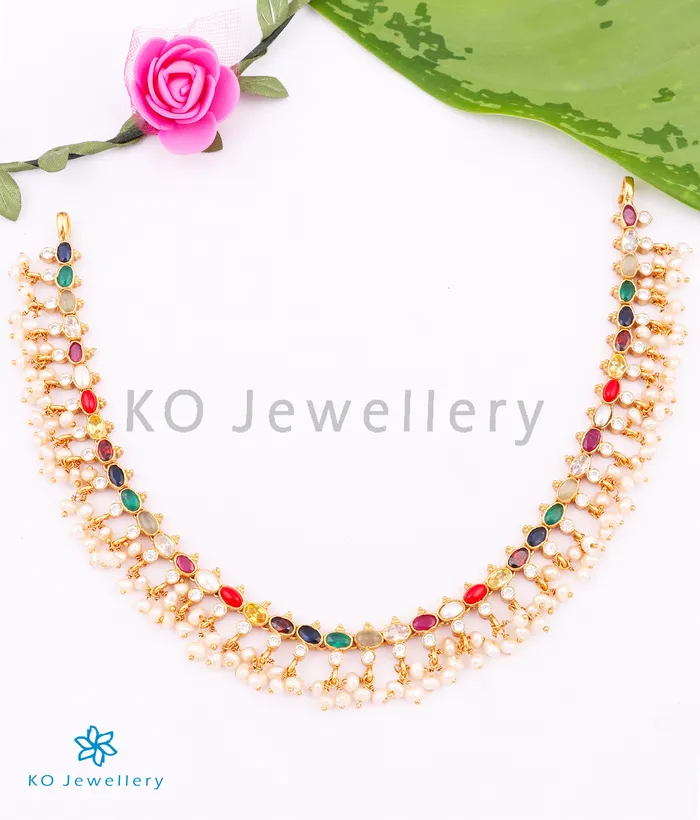 Silversmith Necklaces The Prerna Silver Navratna Necklace Short