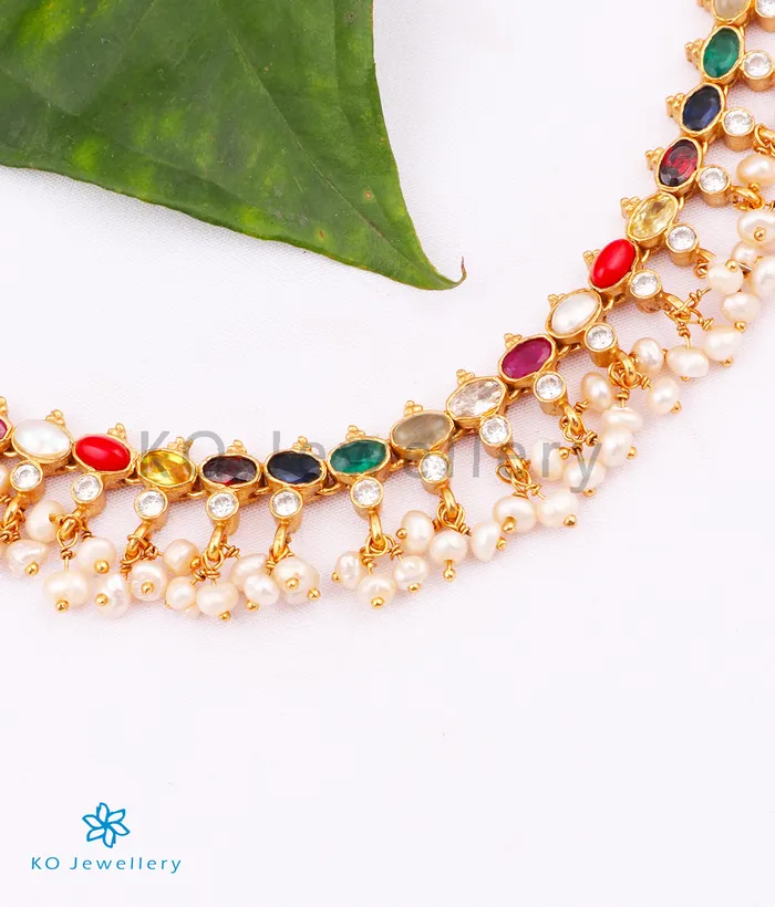 Silversmith Necklaces The Prerna Silver Navratna Necklace Short