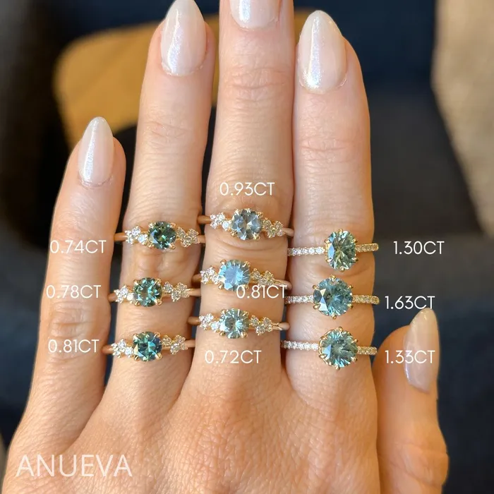 130ct Precision Cut Teal Green Radiant Montana Sapphire Lotus Six Prong Solitaire with Diamonds in 18k Yellow Gold Americut Gems PreStyled Sets