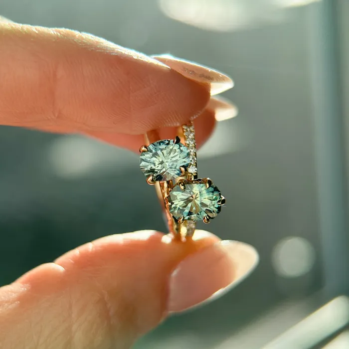 130ct Precision Cut Teal Green Radiant Montana Sapphire Lotus Six Prong Solitaire with Diamonds in 18k Yellow Gold Americut Gems PreStyled Sets
