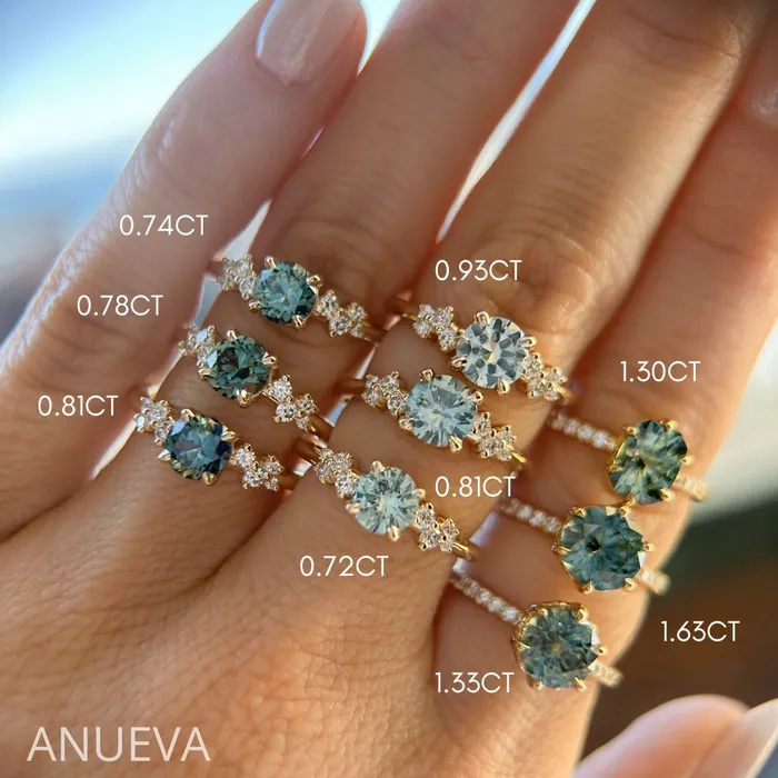 130ct Precision Cut Teal Green Radiant Montana Sapphire Lotus Six Prong Solitaire with Diamonds in 18k Yellow Gold Americut Gems PreStyled Sets