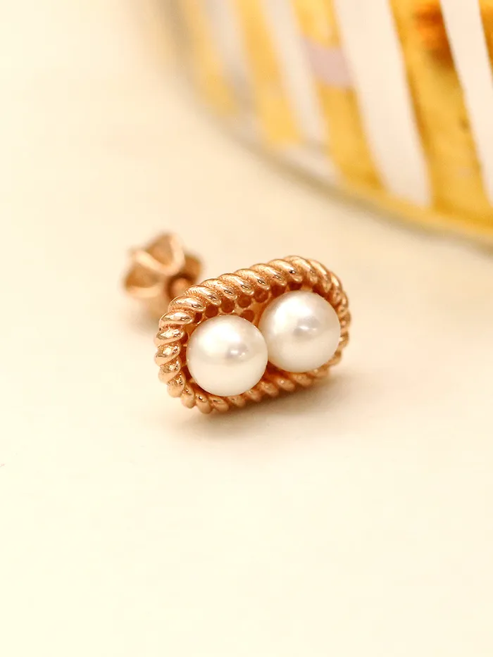 Earrings 14K Gold Twist Double Pearl Cartilage Earring 18G16G MinimalBijoux
