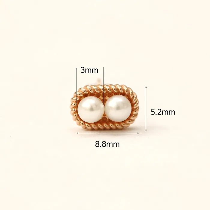 Earrings 14K Gold Twist Double Pearl Cartilage Earring 18G16G MinimalBijoux
