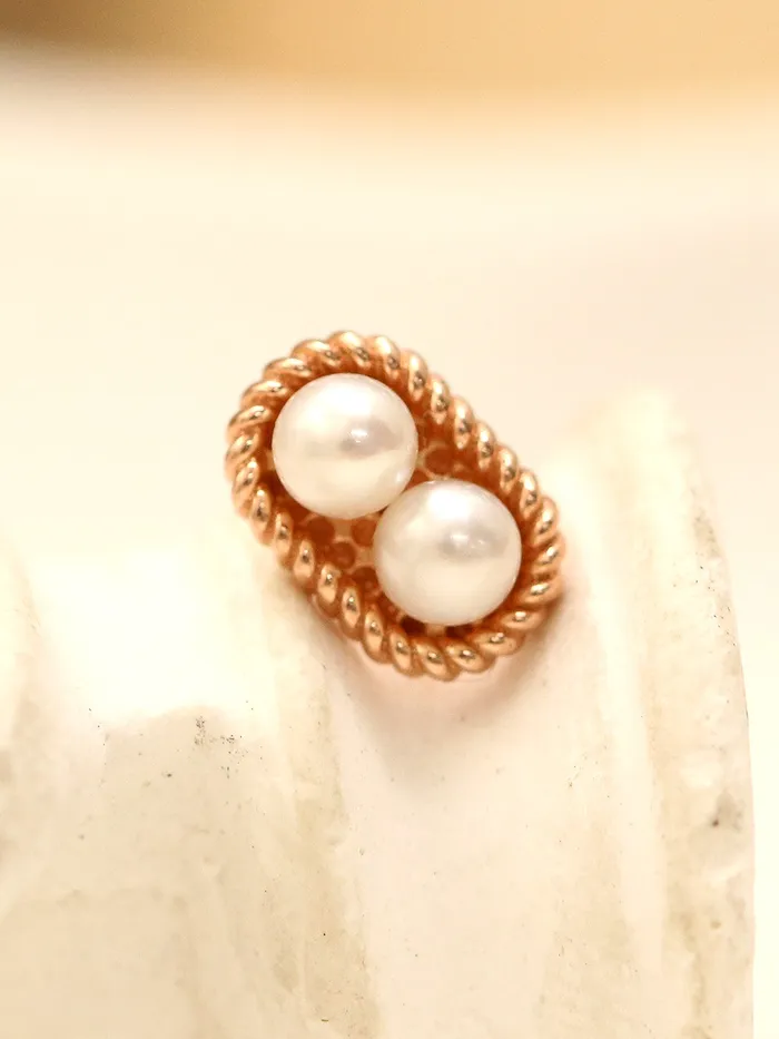 Earrings 14K Gold Twist Double Pearl Cartilage Earring 18G16G MinimalBijoux