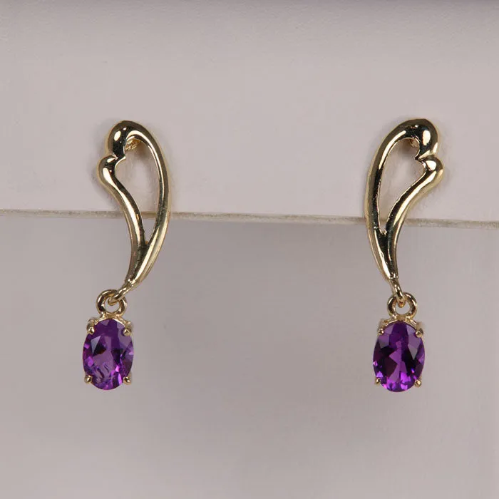 Earrings Moriartys Gem Art 14K Yellow Gold Amethyst Dangle Earrings 140 Carats Earrings Moriartys Gem Art 14K Yellow Gold Amethyst Dangle Earrings 140 Carats