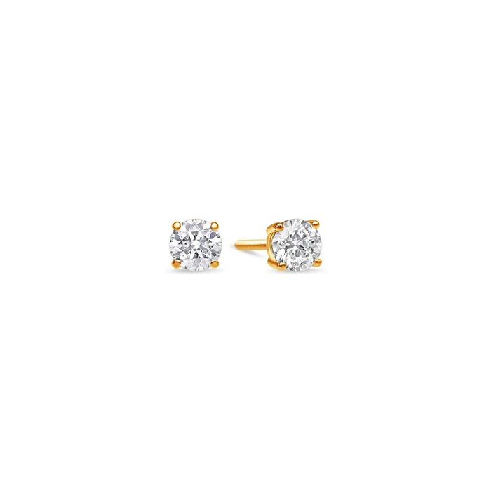 Earrings Solitaire Diamond Stud Earrings 050 Carat Total Round IF Co