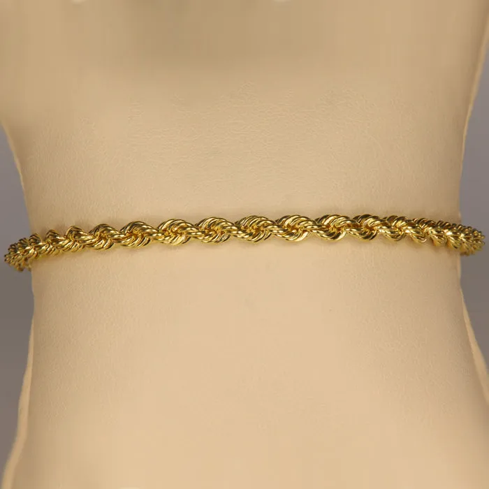 Moriartys Gem Art Bracelets 14K Yellow Gold Rope Chain Bracelet 8