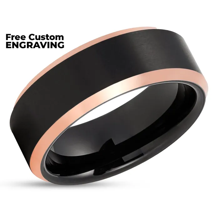 Rings Clean Casting Jewelry Mens Tungsten Wedding Band Rose Gold Ring Black Tungsten Ring Tungsten Carbide Ring