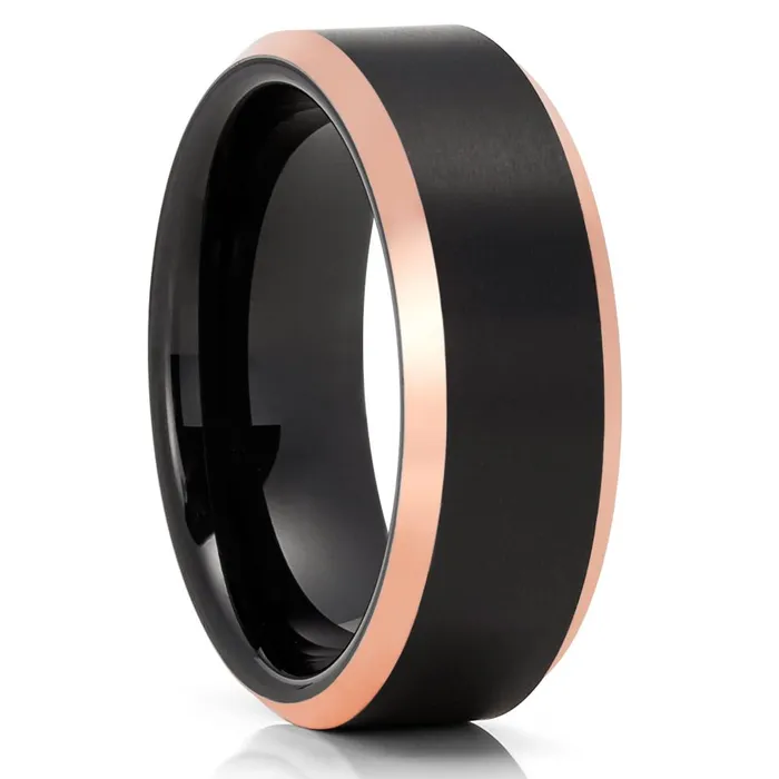 Rings Clean Casting Jewelry Mens Tungsten Wedding Band Rose Gold Ring Black Tungsten Ring Tungsten Carbide Ring