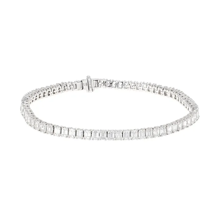 Shop IDC estore Bracelets Emerald Cut Diamond Tennis Bracelet 792CTW 18K White Gold Shop IDC estore Bracelets Emerald Cut Diamond Tennis Bracelet 792CTW 18K White Gold