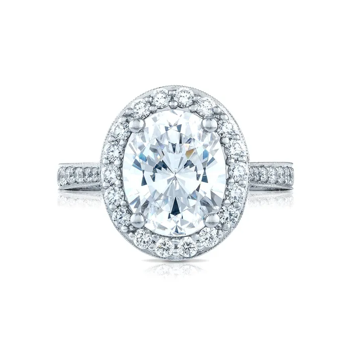 Tacori Platinum RoyalT Oval Diamond Engagement Ring Setting 126 CTW International Diamond Center Rings