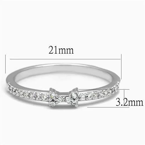 3W1228 Rhodium Brass Ring with AAA Grade CZ in Clear Alamode Rings