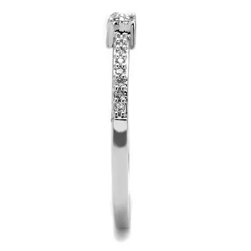 3W1228 Rhodium Brass Ring with AAA Grade CZ in Clear Alamode Rings