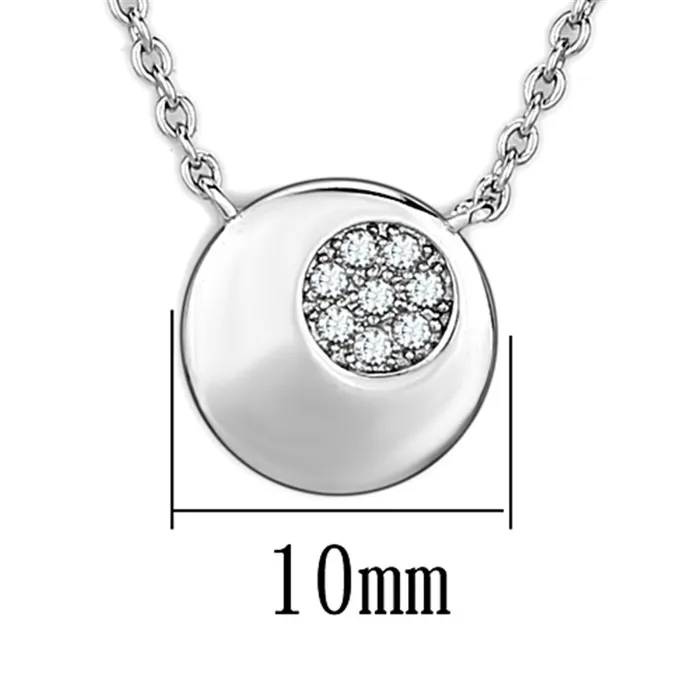 3W431 Rhodium Brass Necklace with AAA Grade CZ in Clear Alamode Necklaces