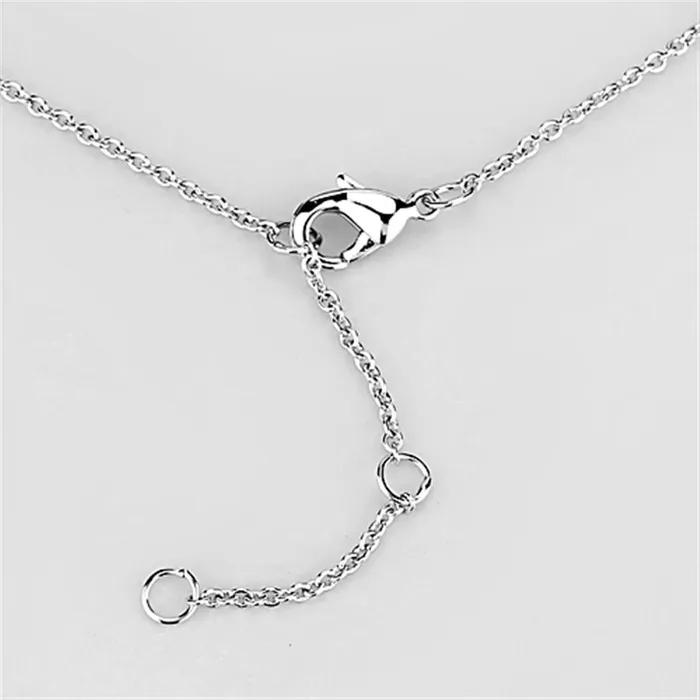 3W431 Rhodium Brass Necklace with AAA Grade CZ in Clear Alamode Necklaces