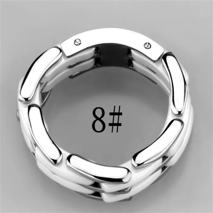 Alamode 3W973 High polished no plating Stainless Steel Ring with Ceramic in White Rings