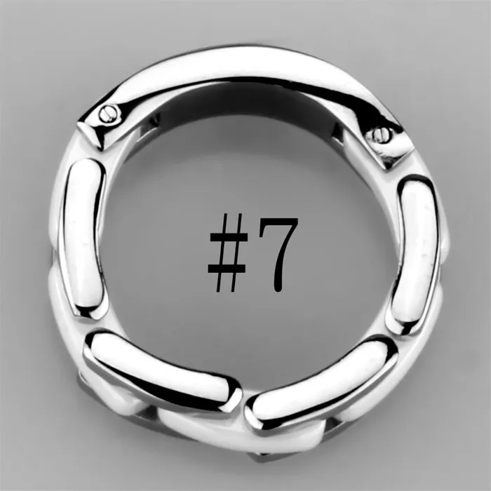 Alamode 3W973 High polished no plating Stainless Steel Ring with Ceramic in White Rings