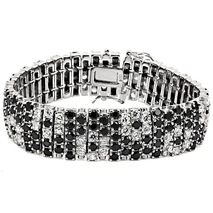 Alamode Bracelets LOS476 Rhodium 925 Sterling Silver Bracelet with AAA Grade CZ in Black Diamond Alamode Bracelets LOS476 Rhodium 925 Sterling Silver Bracelet with AAA Grade CZ in Black Diamond