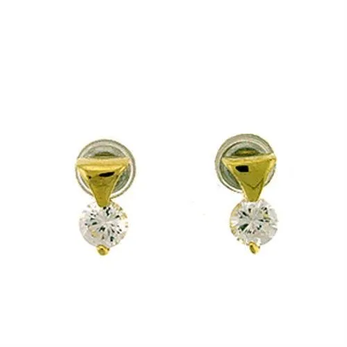 Alamode LOA446 Gold Brass Earrings with AAA Grade CZ in Clear Earrings