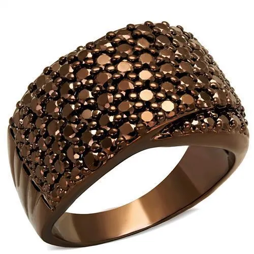 Alamode Rings 3W1097 IP Coffee light Brass Ring with AAA Grade CZ in Light Coffee Alamode Rings 3W1097 IP Coffee light Brass Ring with AAA Grade CZ in Light Coffee