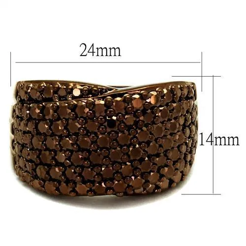Alamode Rings 3W1097 IP Coffee light Brass Ring with AAA Grade CZ in Light Coffee