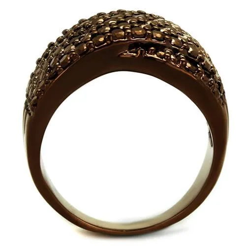 Alamode Rings 3W1097 IP Coffee light Brass Ring with AAA Grade CZ in Light Coffee