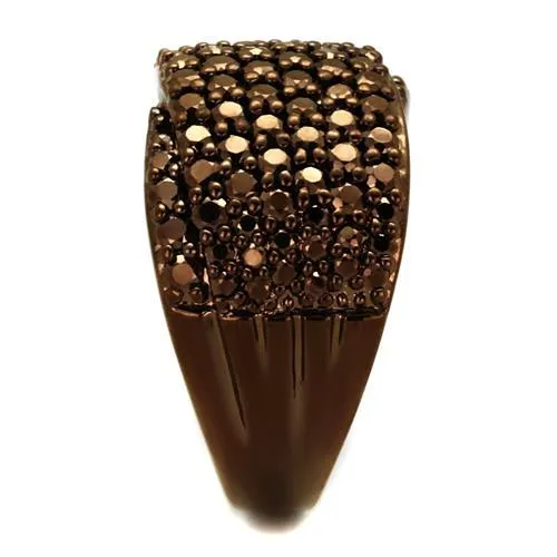 Alamode Rings 3W1097 IP Coffee light Brass Ring with AAA Grade CZ in Light Coffee