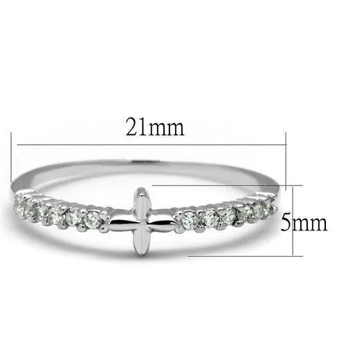 Alamode Rings 3W1227 Rhodium Brass Ring with AAA Grade CZ in Clear