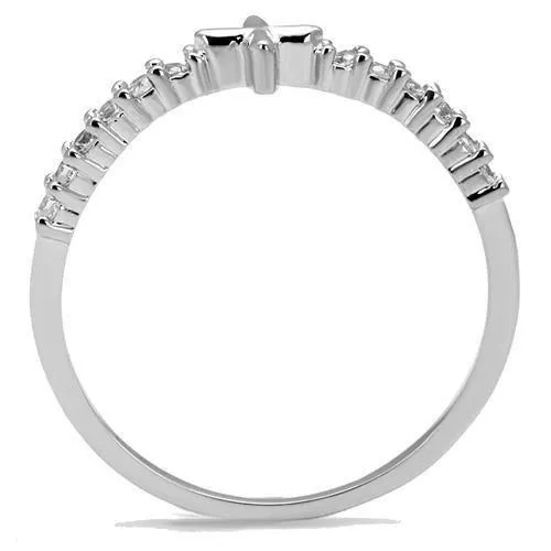 Alamode Rings 3W1227 Rhodium Brass Ring with AAA Grade CZ in Clear